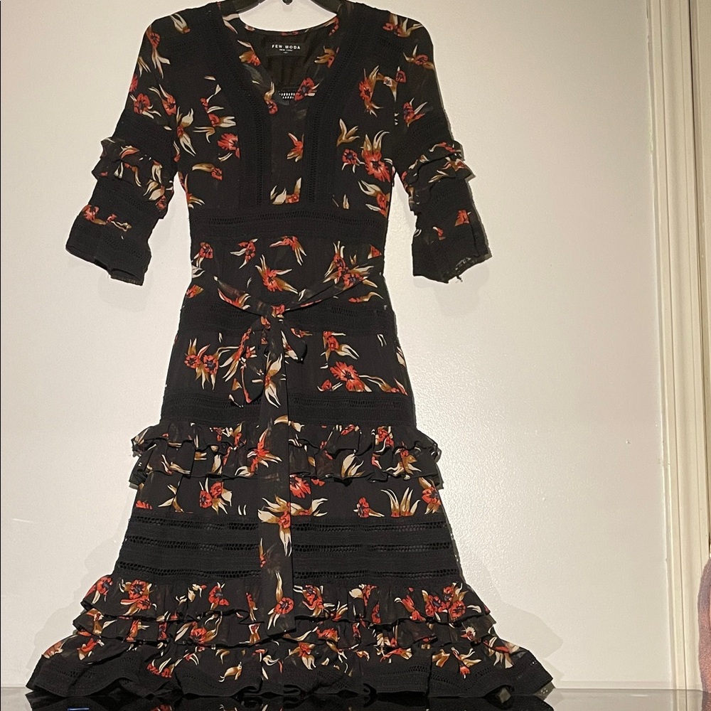 Few Moda Black Dress with Floral Accents
